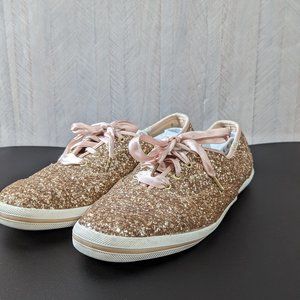 Keds x Kate Spade New York Rose Gold Pink Glitter Sneakers Size 10